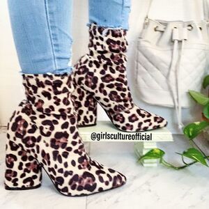 Faux Suede Leopard Booties